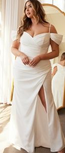 COPY - Plus size sheath long crepe bridal gown wedding dress